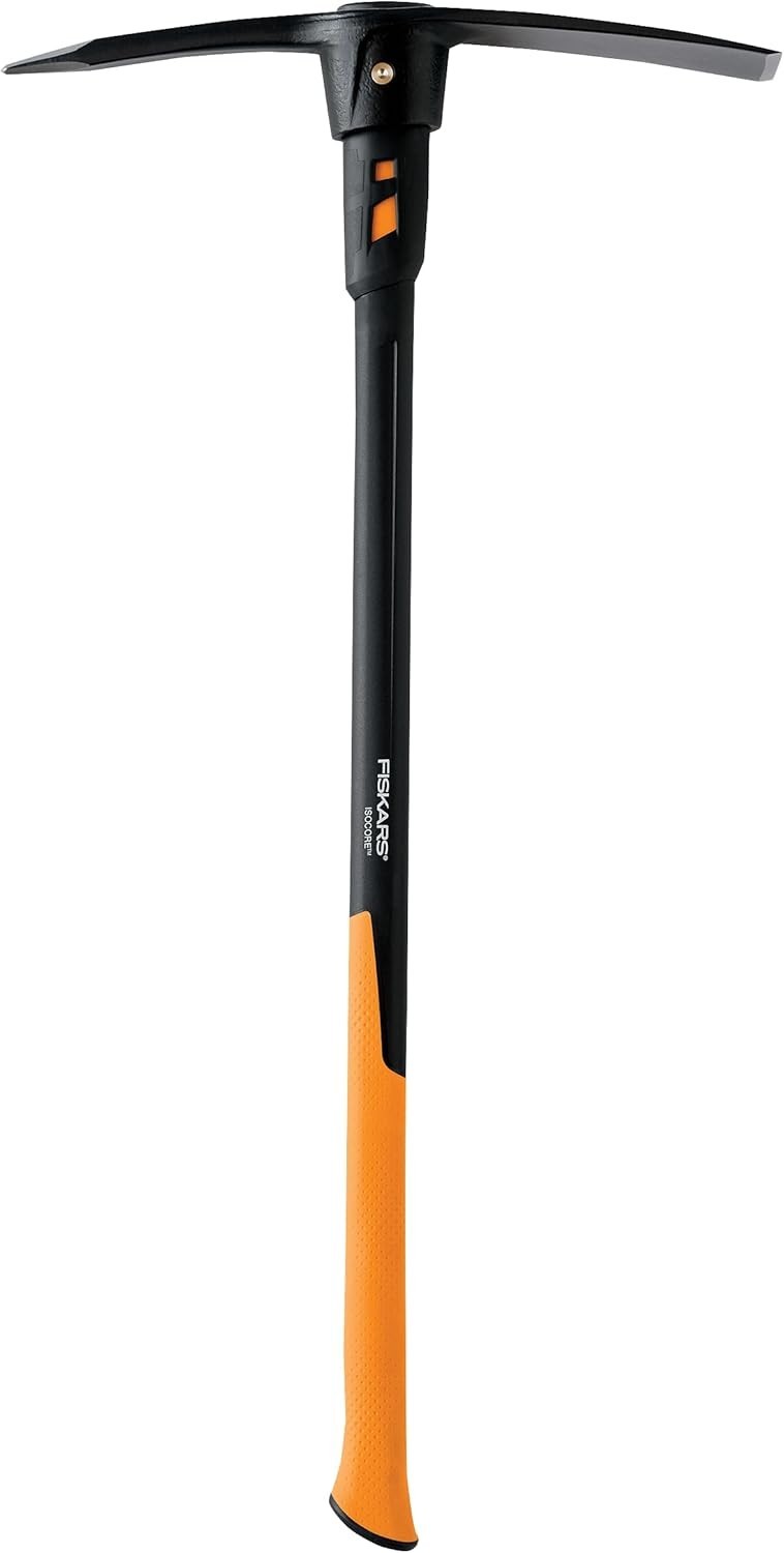 Fiskars Pro IsoCore Dual-Ended Pickaxe Hoe 36-Inch Shock-Absorbing Forged Steel