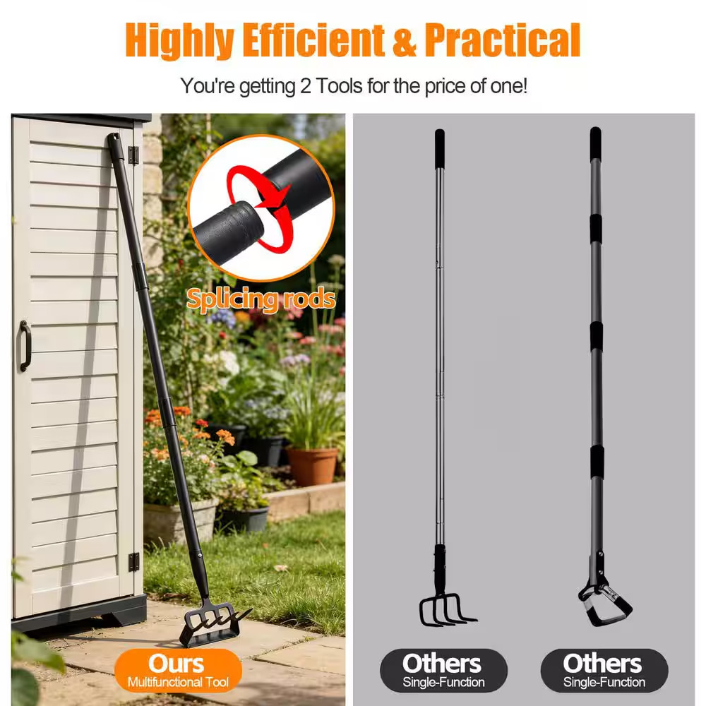 Misopily 62 in Weeder Long Handle Garden Hoe and Soil Tiller Metal Stirrup Hoe R