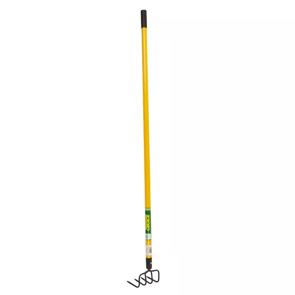Garden Cultivator 4 Tine Hand Tiller 54 Inch Fiberglass Handle Steel Soil Tool