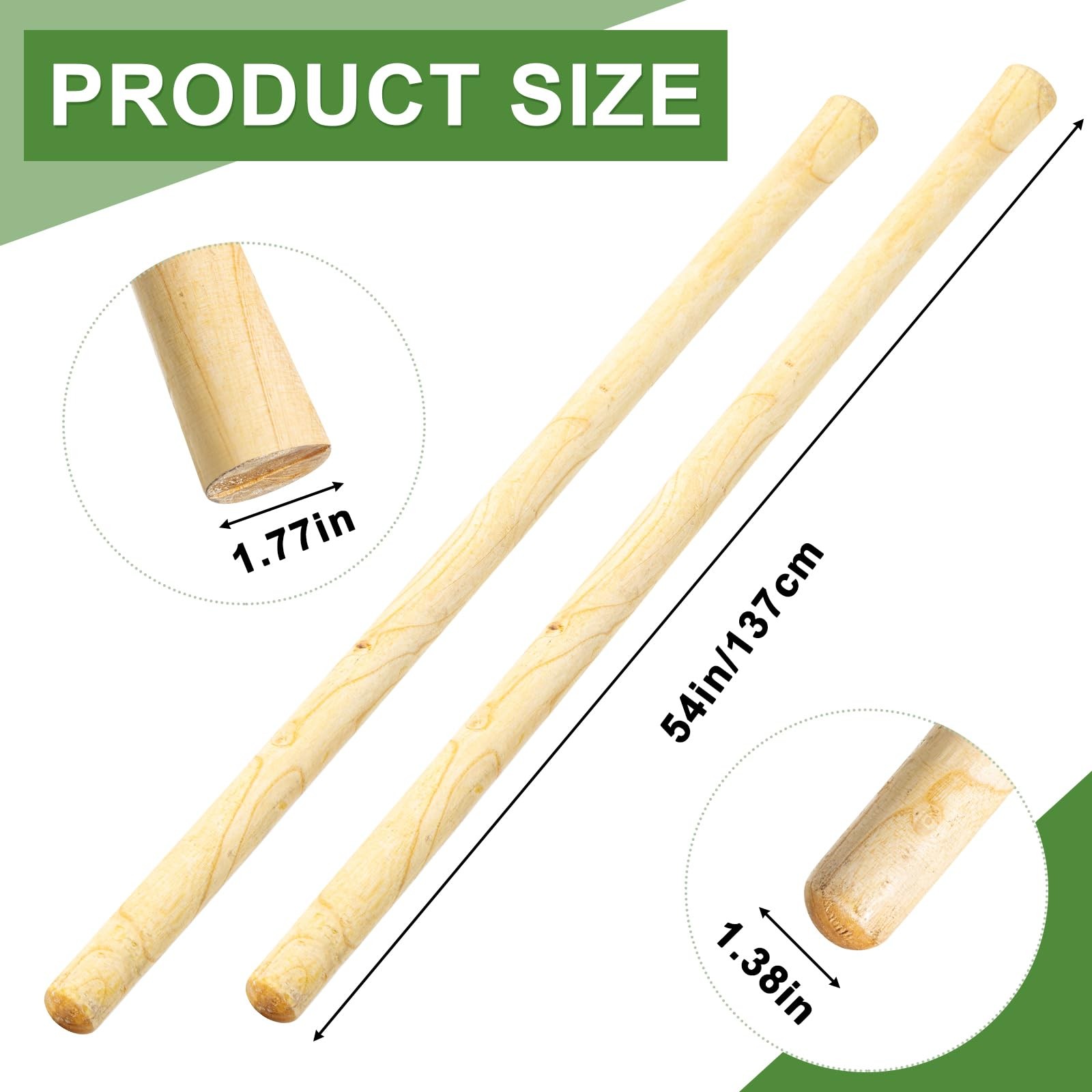 Lasnten 2 Pcs Solid Wood Replacement Handle for Round Eye Hoe 54 Inches/ 137 …