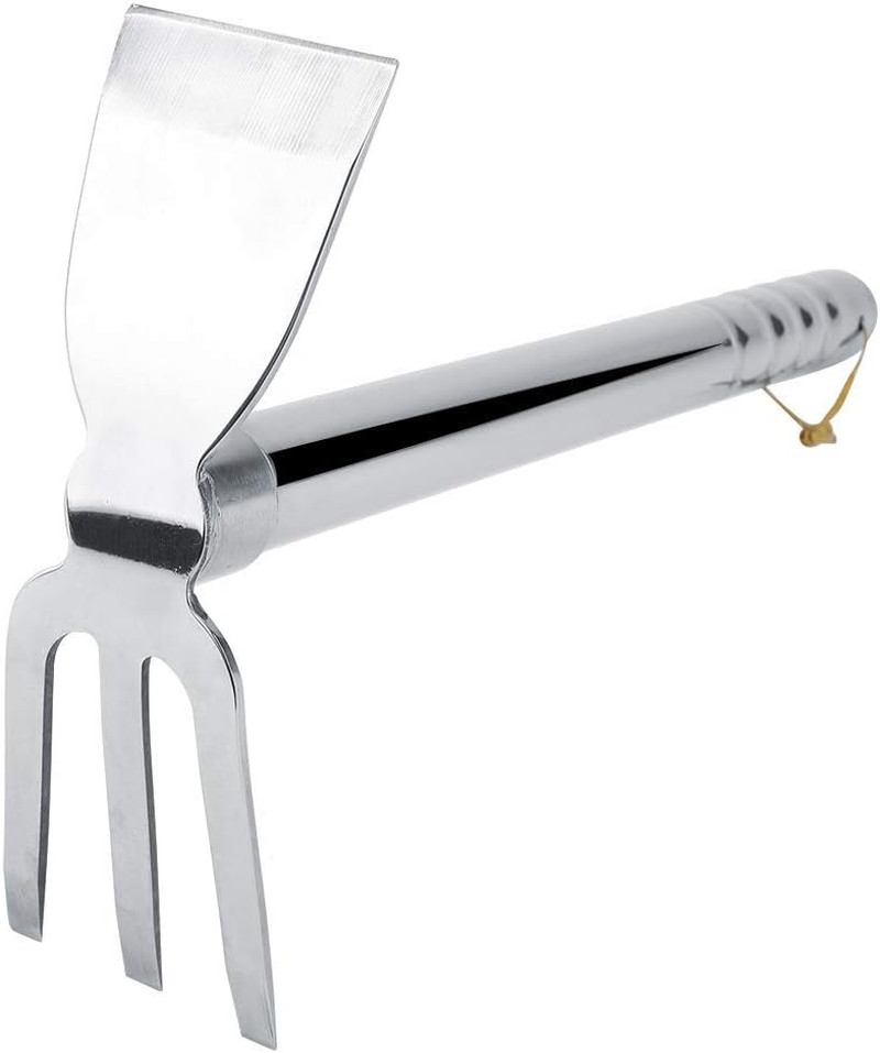 Gardening Rakes Shovel Digging Hoe Tools 2 in 1 and Heavy Duty Stainless Steel