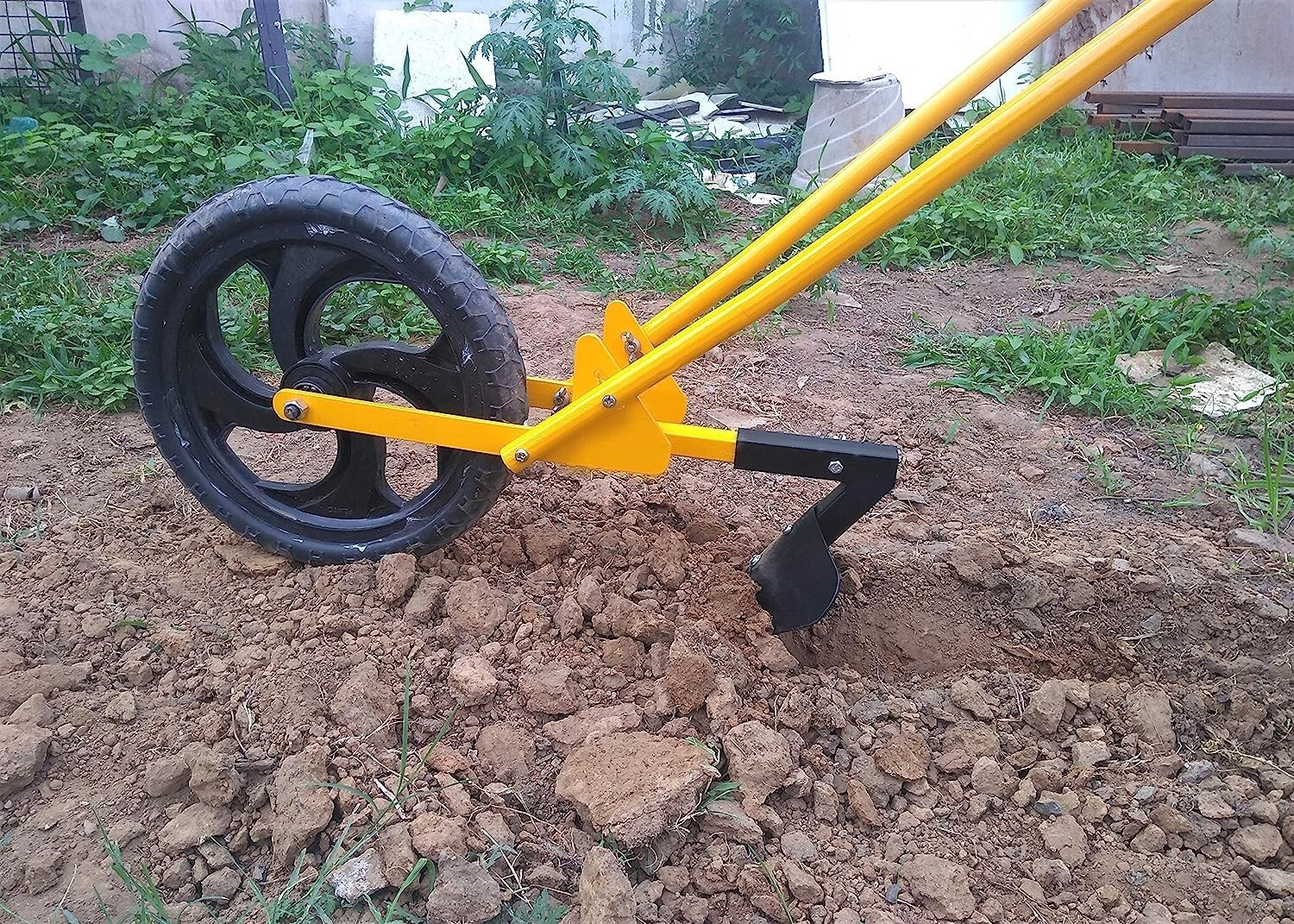 Hectare Wheel Hoe with 7″ Weeder + 3 Tooth Cultivator + Furrow Attachment