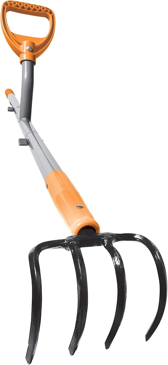 ErgieShovel 54″ Ergonomic Steel Garden Cultivator w/ D Grip Handle 4 Tine Head