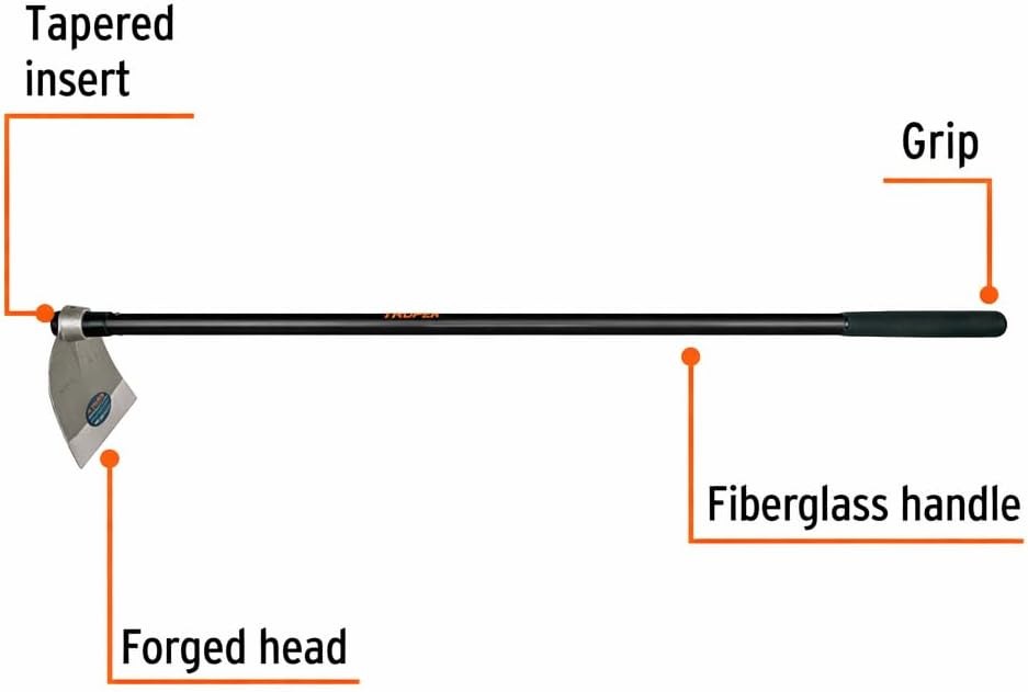 Truper Lane Hoe No. 3, 54-Inch Fiberglass Handle, 8-1/2-Inch x 8-1/2-Inch Forged