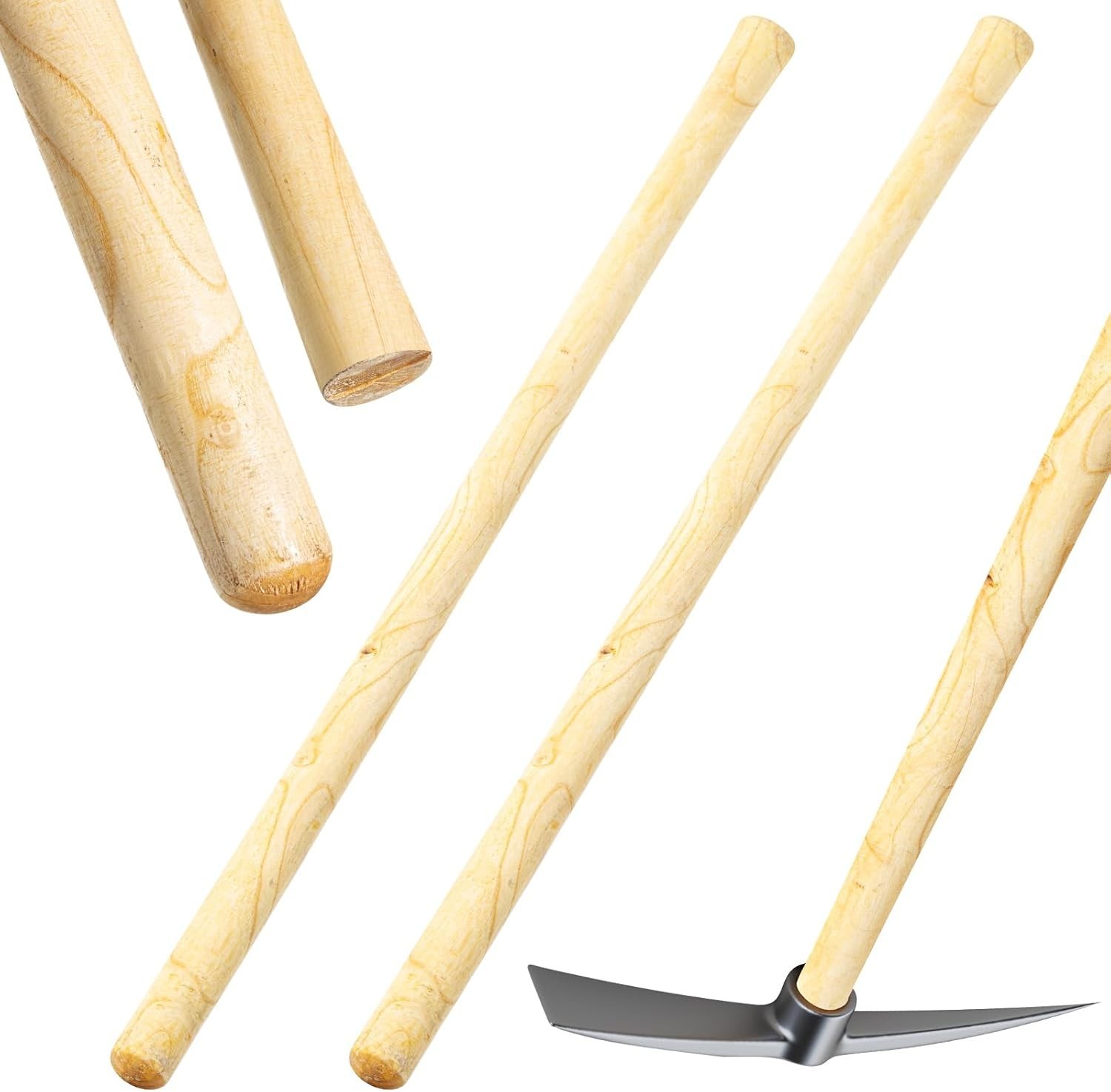 Lasnten 2 Pcs Solid Wood Replacement Handle for Round Eye Hoe 54 Inches/ 137 …