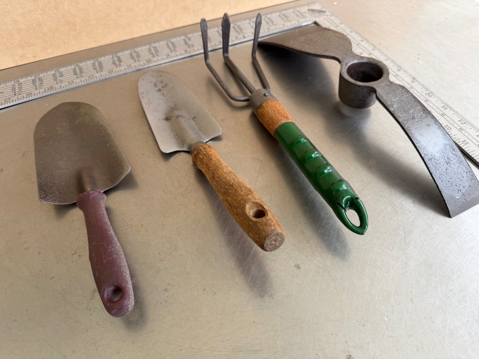 Vintage Lot of Tine Hand Cultivator Old Rake Claw Garden Tool and Others Hoe