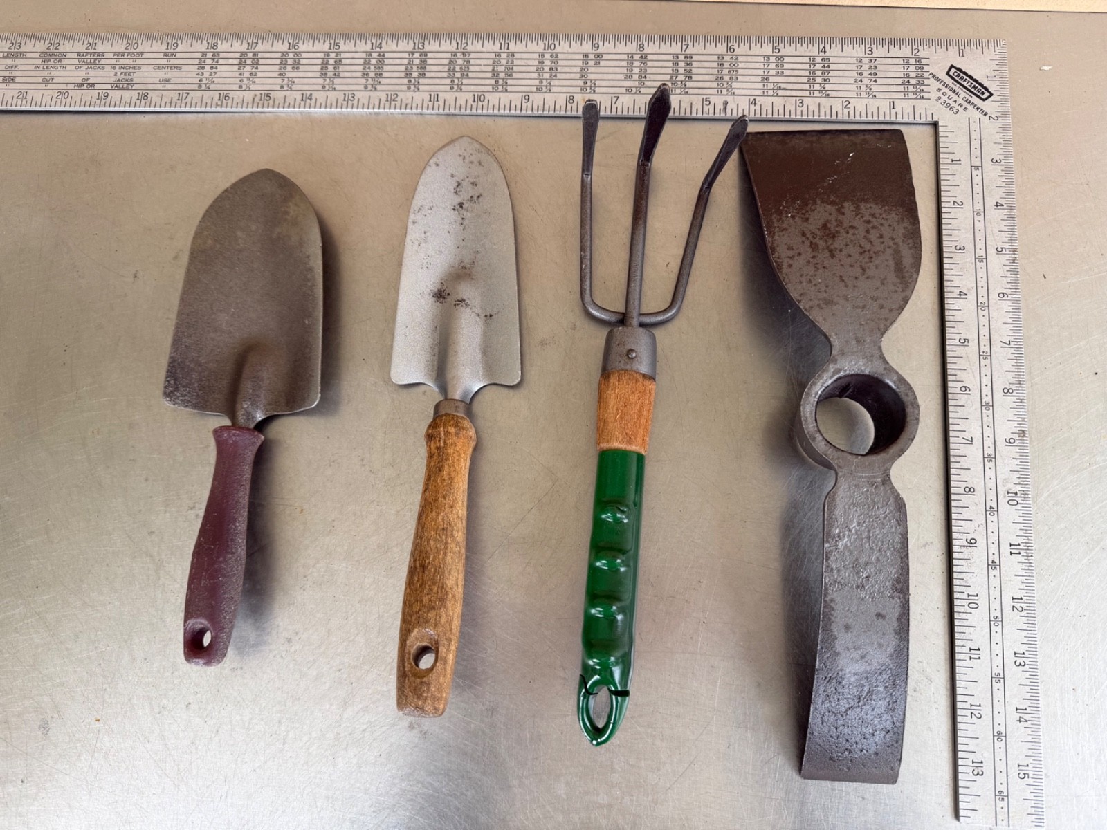 Vintage Lot of Tine Hand Cultivator Old Rake Claw Garden Tool and Others Hoe