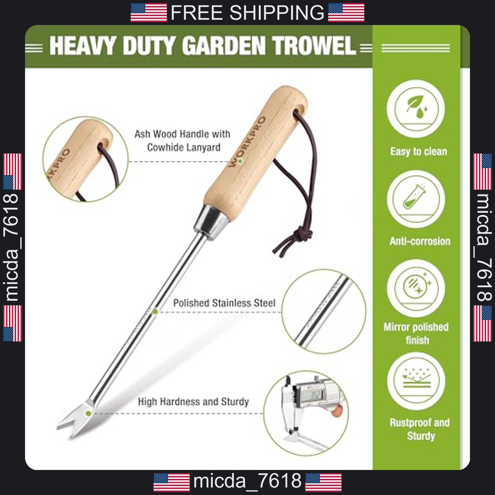 Garden Weeding Tool Stainless Steel with Wooden Handle